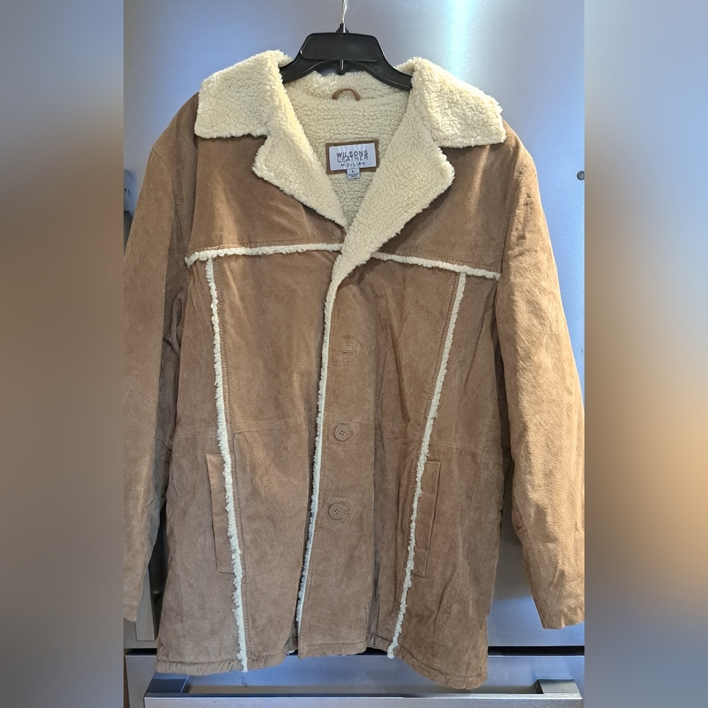 Vtg Wilsons Leather M. Julian Sherpa Lined Leather Jacket Suede Outdoorsman LRG